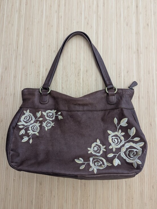 Anthropologie Handbags - Leather Floral Embroidered Shoulder Bag